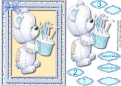 Cute Teddys Birthday Cake Blue