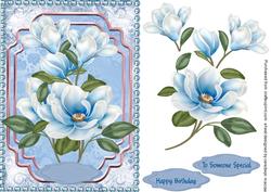Beautiful Blue Magnolias with Pearls 