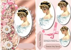 Lovely Vintage Lady in a Lace Oval Frame