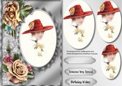 Lovely Pyramid Vintage Lady in a Red Hat 