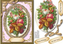 A5 Beautiful Flowers in a Gold Oval Frame