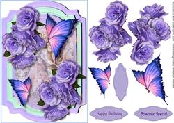 Beautiful Lilac Roses and Butterflys 