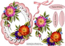Beautiful Floret Flowers on a Lace and Scalloped Frame