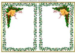 A5 Holly and Gold Bells Incert with Gold Boarder