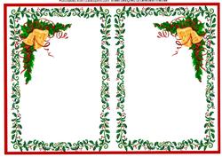 A5 Holly and Gold Bells Incert with Red Boarder