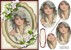 Beautiful Vintage Girl and Apple Blossom