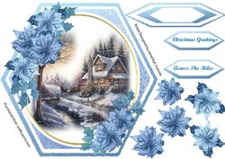 Lovely Octagonal Christmas Scene with Poinsettia's