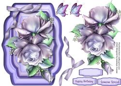 Beautiful Lilac Roses in a Double Frame 