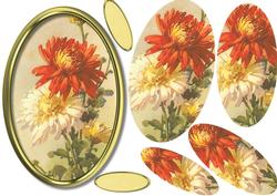 Lovely Pyramid Chrysanthemum in a Gold Oval Frame