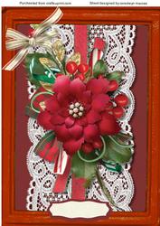 A4 Beautiful Christmas Poinsettia on Lace