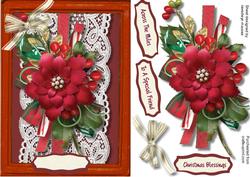 A5 Beautiful Christmas Poinsettia on Lace