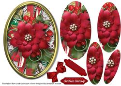 Beautiful Poinsettia in a Oval Gold Frame