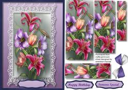 Beautiful Bouquet of Lillys on Fine Lace , Pyramid
