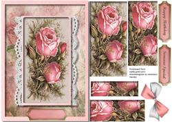 Beautiful Pink Roses on Vintage Lace 