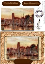 Oild Masters Painting. Ships in the Harbour