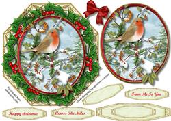 Octaganal Easel or Topper Robin in the Tree.