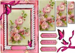 Beautiful Blossom in Pink Flower Frame (pyramid