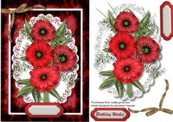 Beautiful Red Flowers on a Lace Mat 
