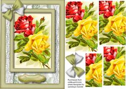 A5 Lovely Roses in a Double Beveled Frame Pyramid 