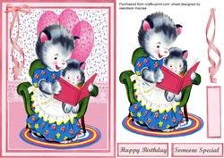 Cute Mummy Kitty Telling a Story