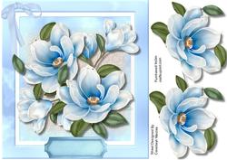 Beautiful Blue Magnolias and Butterfly
