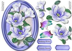 Beautiful Lilac Magnolias in a Oval Frame 