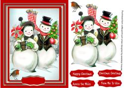 Lovely Snowman Family Bringing Gifts 