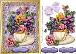 Lovely Winter Pansys in a Tea Cup.