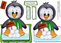 Over the Edge Penquin Selling Snowballs