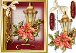 Lovely Christmas Lamp and Poinsettias 