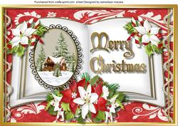 A4 Beautiful Christmas Book and Poinsettias