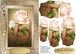 Beautiful Creame Roses and Red Berries, Pyramid
