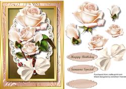 Beautiful Roese on Lace and Gold Frame