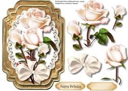 Lovely Cream Roses on Lace and a Double Mat