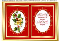 A5 Incert Holly and Christmas Rose .red