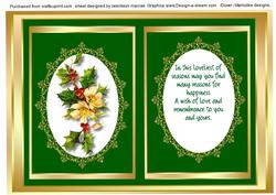 A5 Incert Holly and Christmas Rose . Green