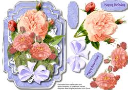 Stunninf Roses on Lilac and Silver Mat