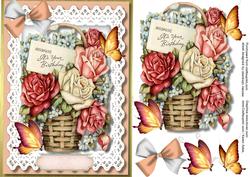 Beautiful Basket of Mixed Roses and Butteflys