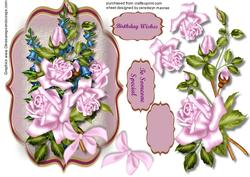 Beautiful Pink Roses with Blue Bells 