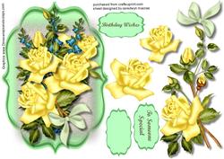 Beautiful Green Bracket and Yellow Roses 