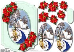 Lovely Christmas Scene and Poinsetias