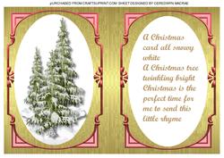 A5 Incert with Verse and Christmas Trees in Red