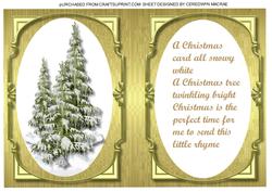 A5 Incert with Verse and Christmas Trees in Light Gold