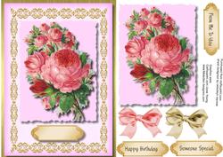 Beautiful Pink Roses in a Filigree Frame 