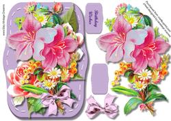 Lovely Pink Flowers on a Lilac Mat