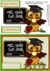 Congratulations, or Birthday Learning Owl