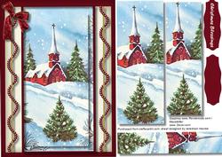 Lovely Christmas Church in the Snow Woth Twisted Pearls