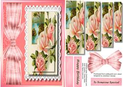 Lovely Pyramid Pink Roses on Battenburge Lace