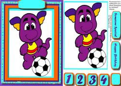 Birthday Dino Playing Football 