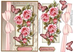 Stunning Pink Roses and Butterflies